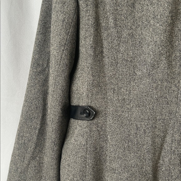 Oscar de la Renta Gray Wool Zip Front Jacket w/ Black Leather Trim *Size 12** 🌺🌺 - Picture 5 of 7